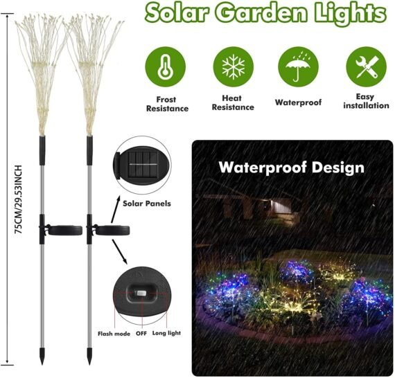 Solar Garden Lights | Solar Powered String Light w/ 2 Lighting Modes(2PCS)