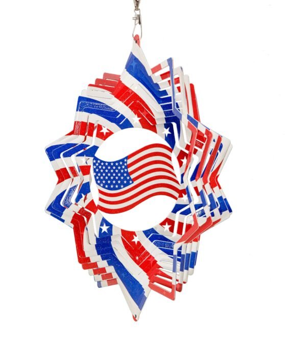 Flag Multi Color Swirly Metal Wind Spinner